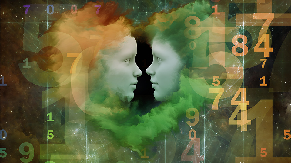 Couples and numbers blended in a soft gradient.